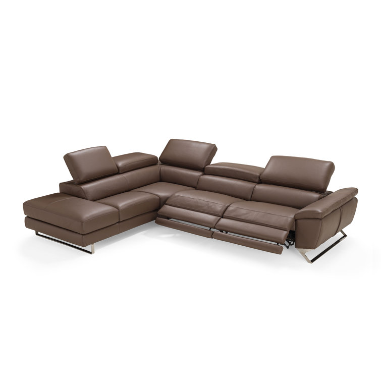 Orren Ellis Detelina 2 Piece Leather Reclining Sectional Wayfair Canada